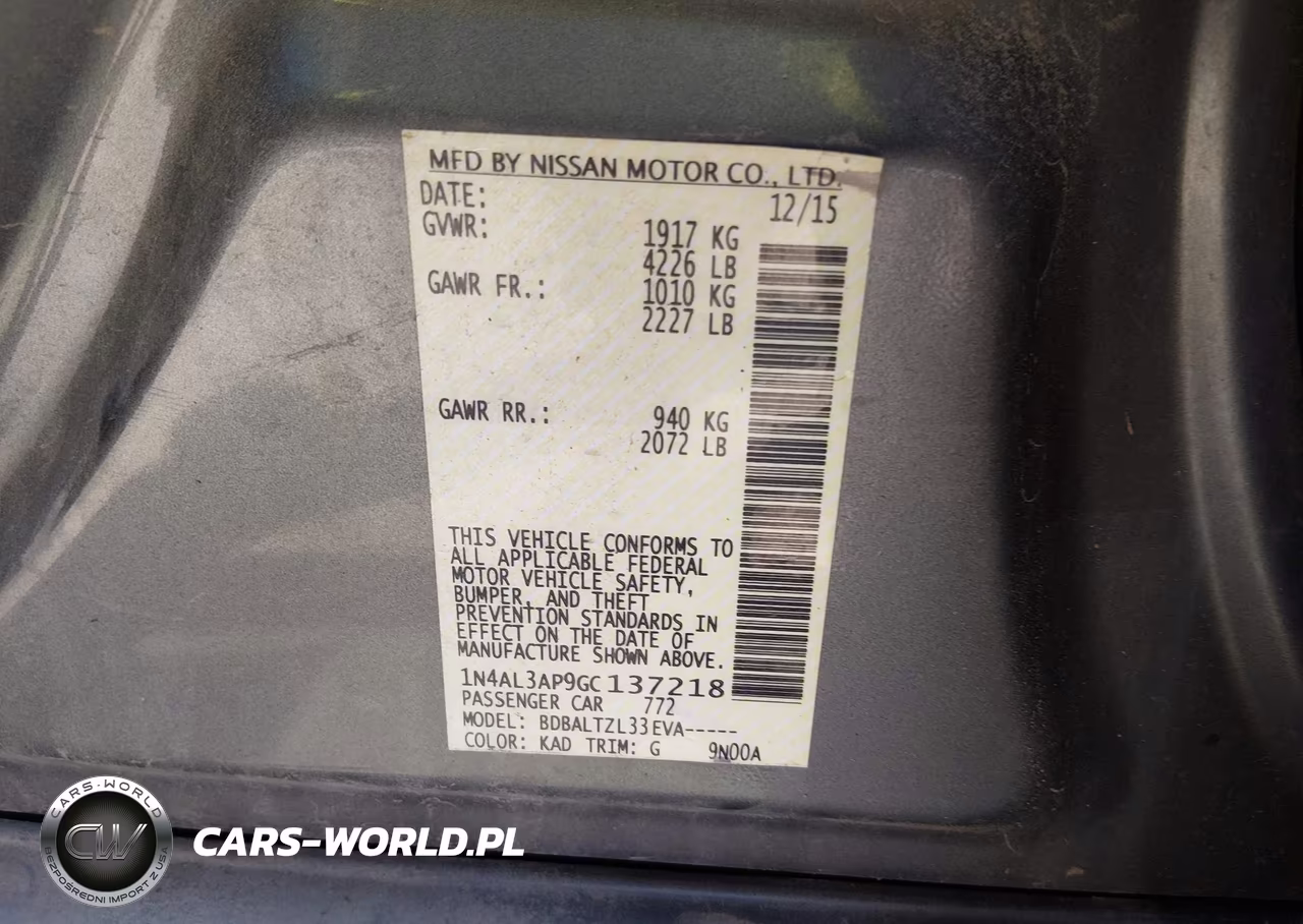 2016 Nissan Altima 2.5 Sl VIN:1N4AL3AP9GC137218 - 9