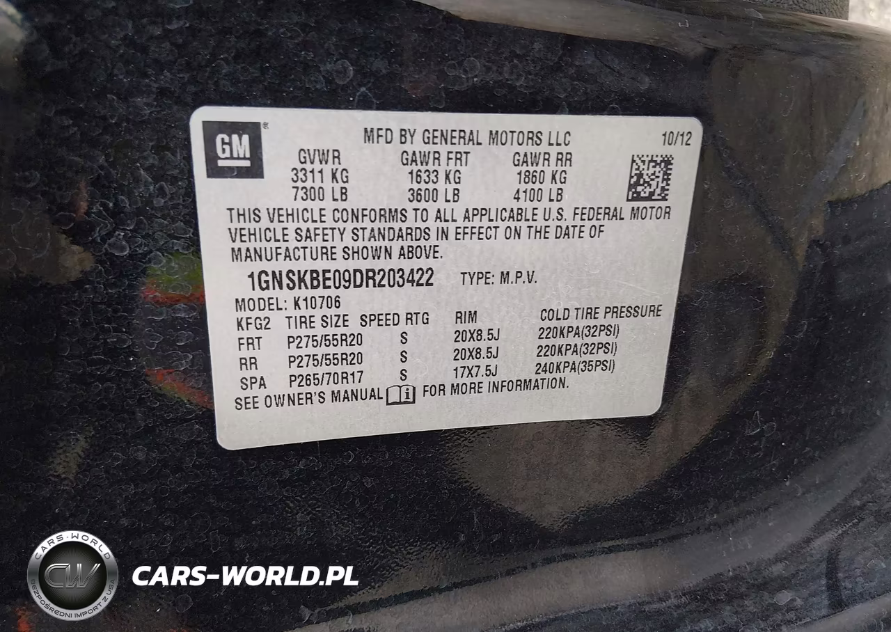 2013 Chevrolet Tahoe Lt VIN:1GNSKBE09DR203422 - 7