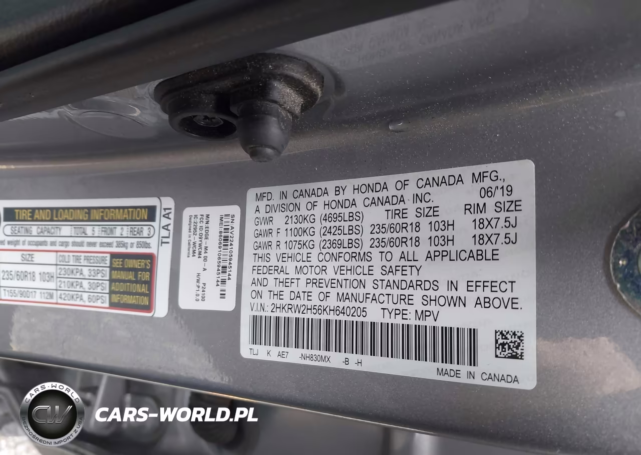 2019 Honda Cr-V Ex VIN:2HKRW2H56KH640205 - 9