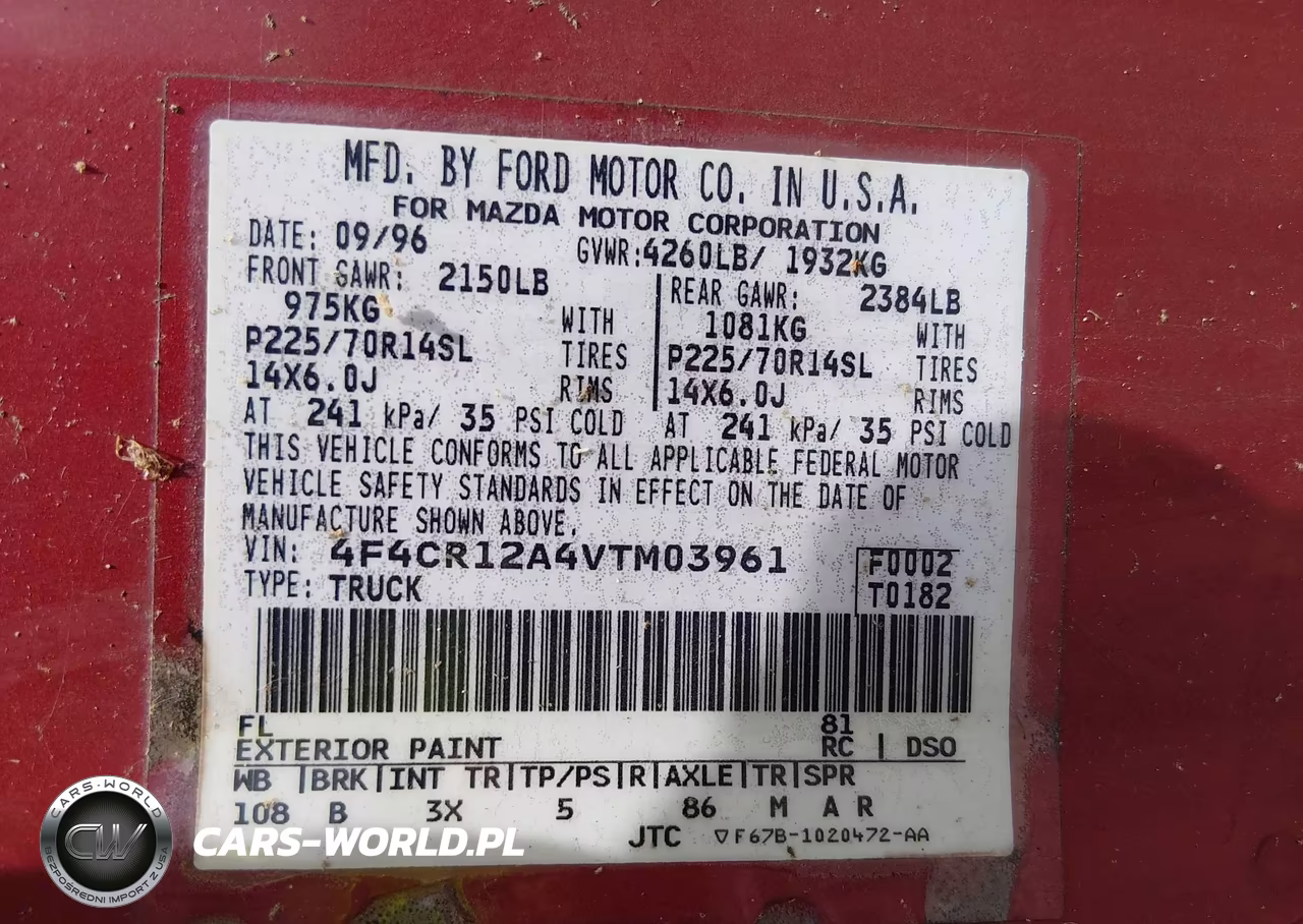 1997 Mazda B2300 Se VIN:4F4CR12A4VTM03961 - 9