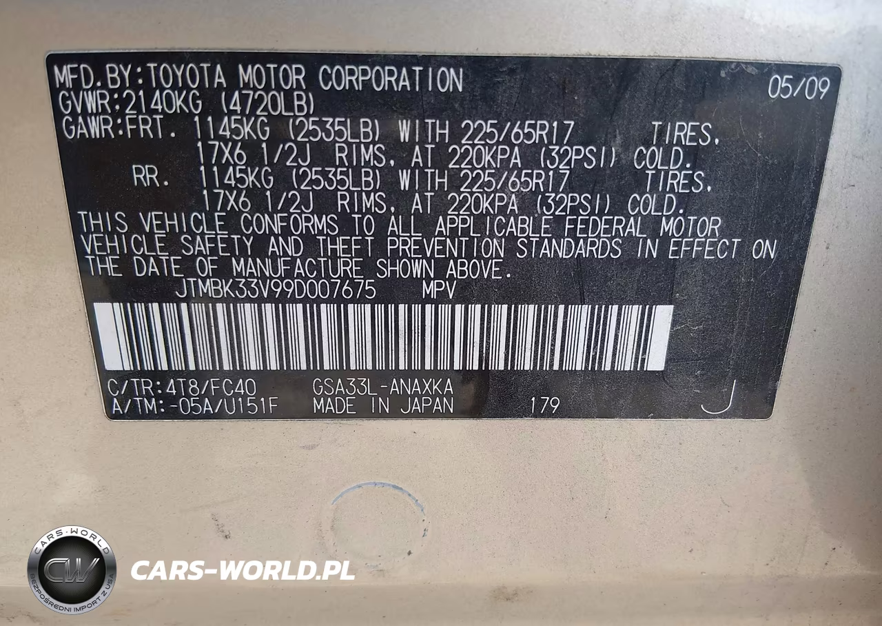 2009 Toyota Rav4 Base V6 VIN:JTMBK33V99D007675 - 9