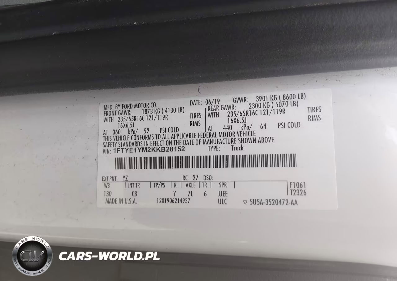 2019 Ford Transit-150 VIN:1FTYE1YM2KKB28152 - 9