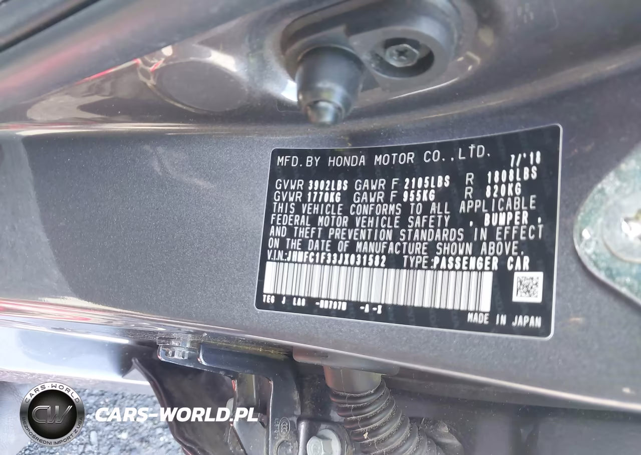 2018 Honda Civic Ex-T VIN:JHMFC1F33JX031582 - 9
