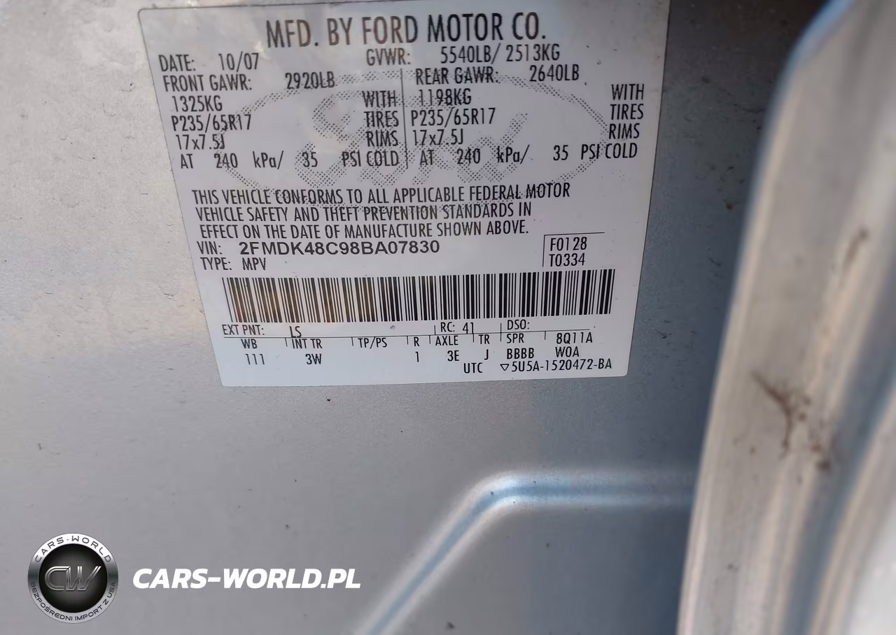 2008 Ford Edge Sel VIN:2FMDK48C98BA07830 - 9