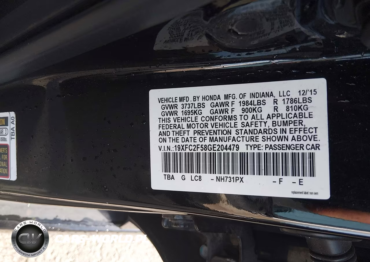 2016 Honda Civic Lx VIN:19XFC2F58GE204479 - 9