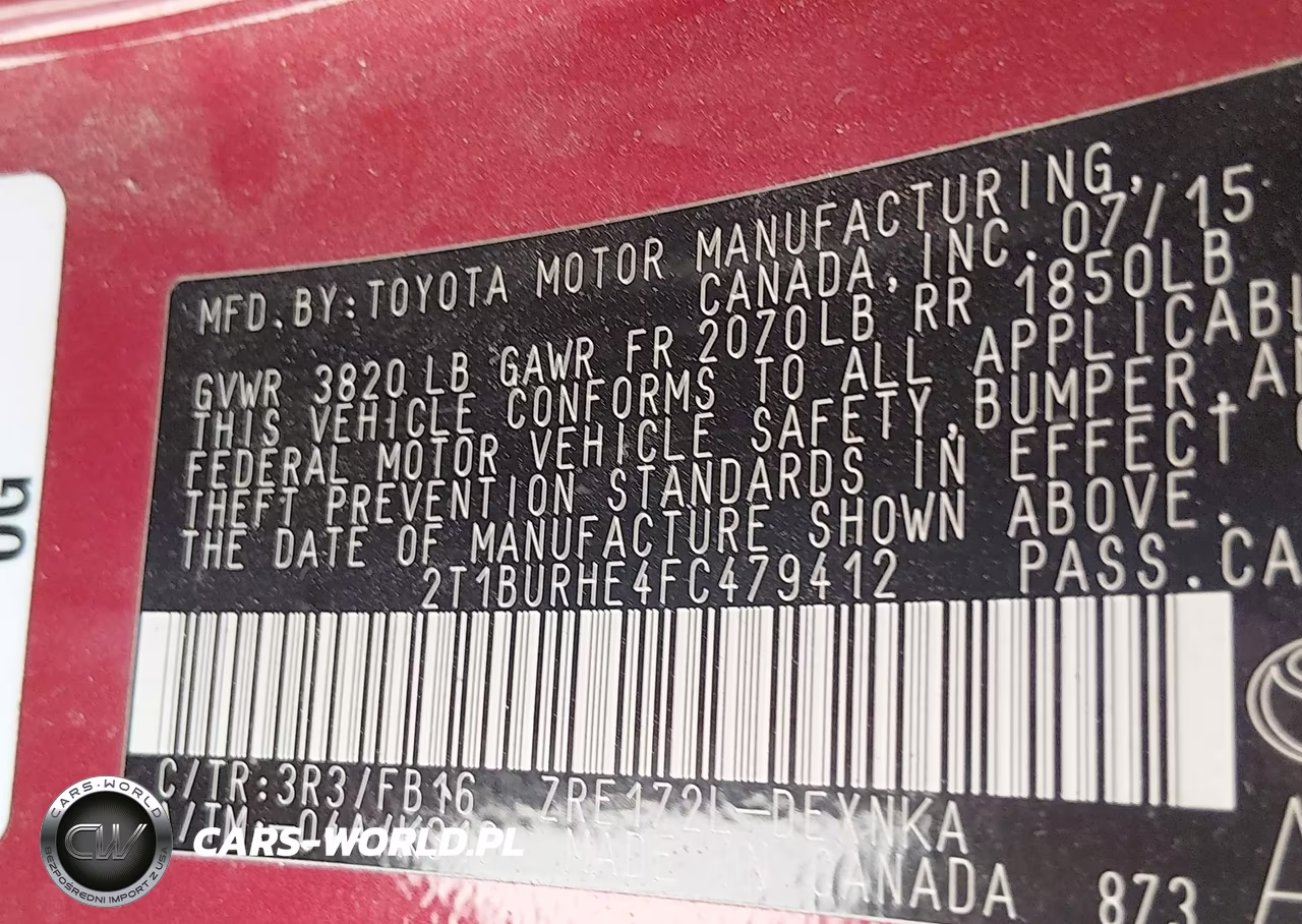 2015 Toyota Corolla Le VIN:2T1BURHE4FC479412 - 9
