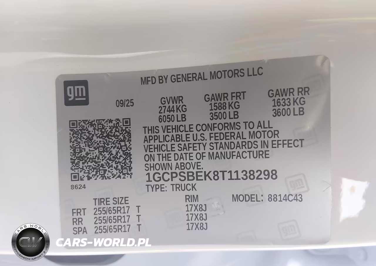 2026 Chevrolet Colorado Wt, Rwd VIN:1GCPSBEK8T1138298 - 9