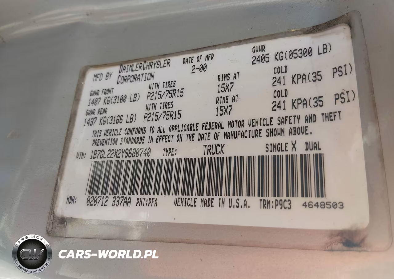 2000 Dodge Dakota Slt-Sport VIN:1B7GL22X2YS680740 - 9