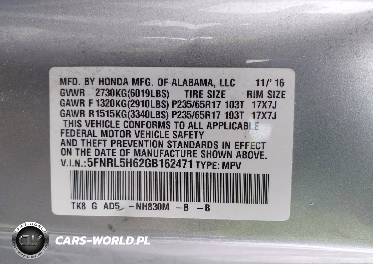 2016 Honda Odyssey Ex-L VIN:5FNRL5H62GB162471 - 9