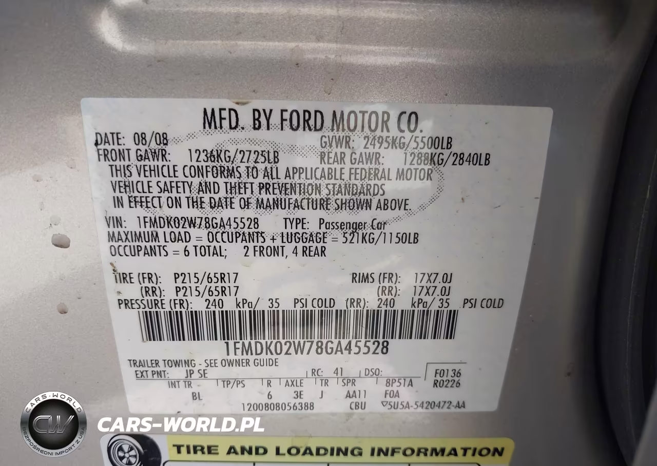 2008 Ford Taurus X Sel VIN:1FMDK02W78GA45528 - 9