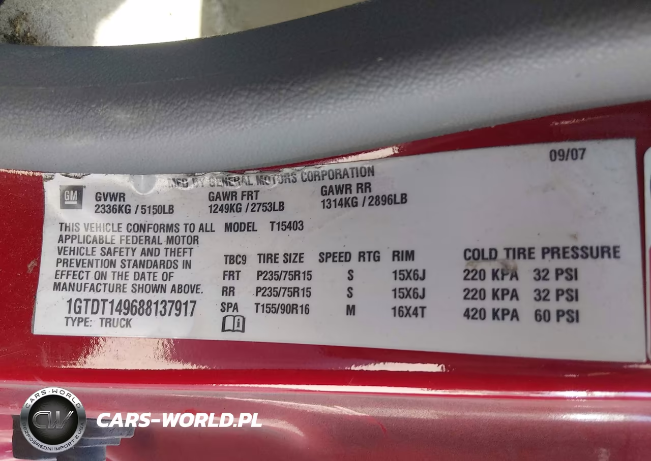 2008 GMC Canyon Yc1 VIN:1GTDT149688137917 - 9