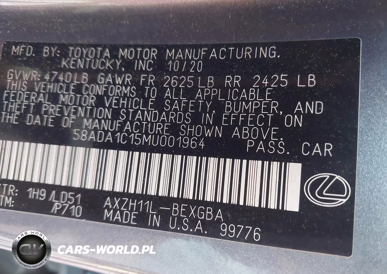 2021 Lexus Es 300H VIN:58ADA1C15MU001964 - 9