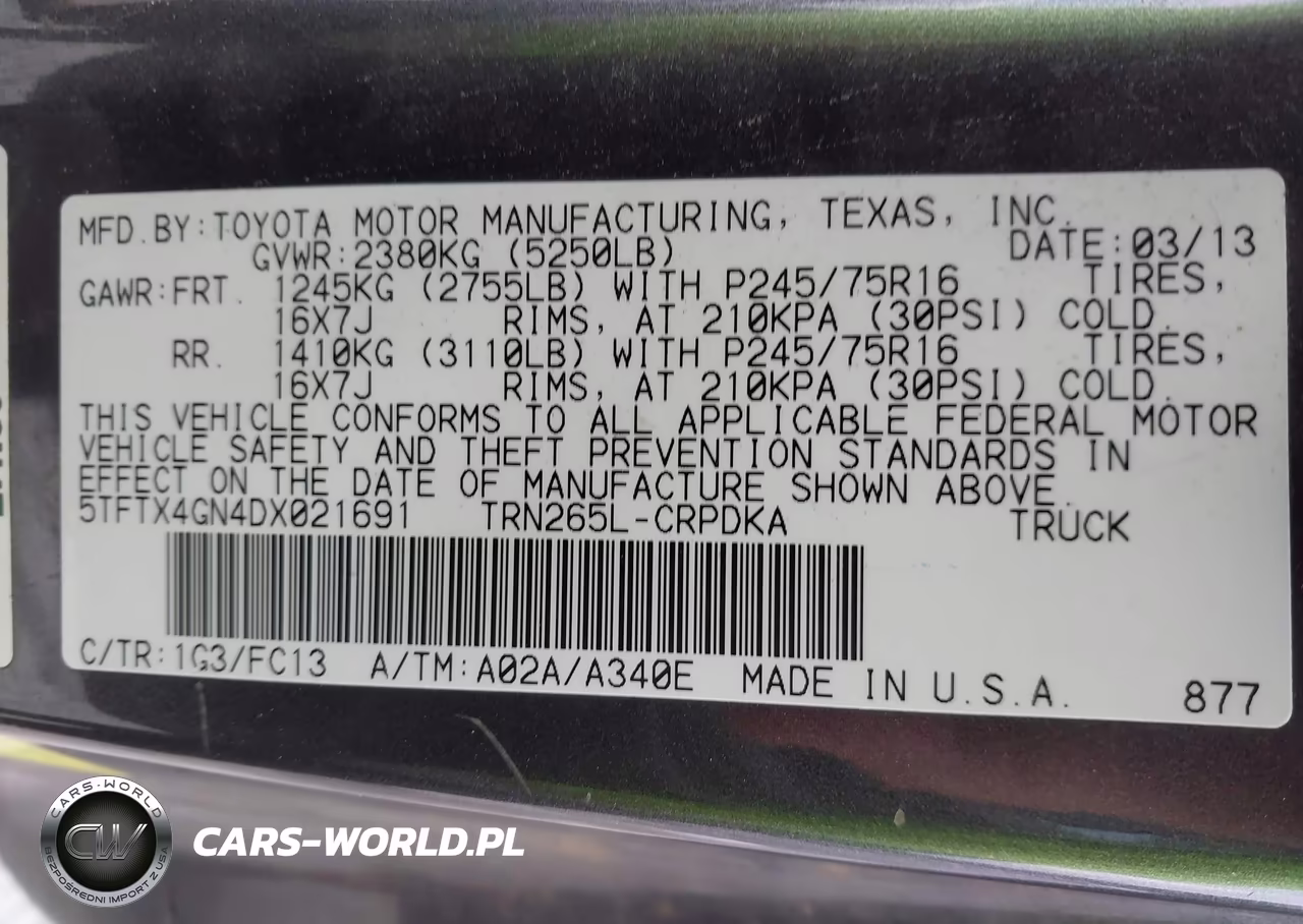 2013 Toyota Tacoma Prerunner VIN:5TFTX4GN4DX021691 - 9