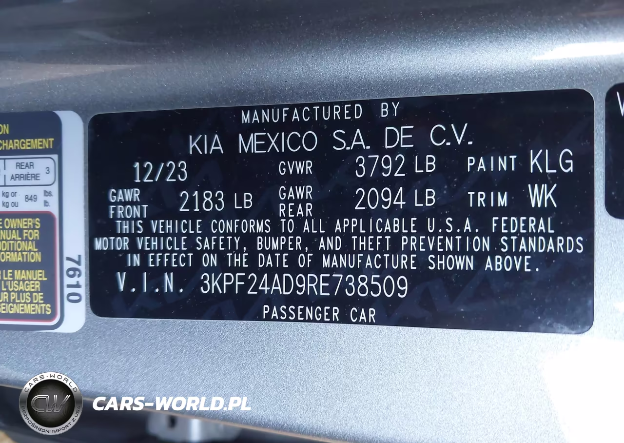2024 Kia Forte Lxs VIN:3KPF24AD9RE738509 - 9