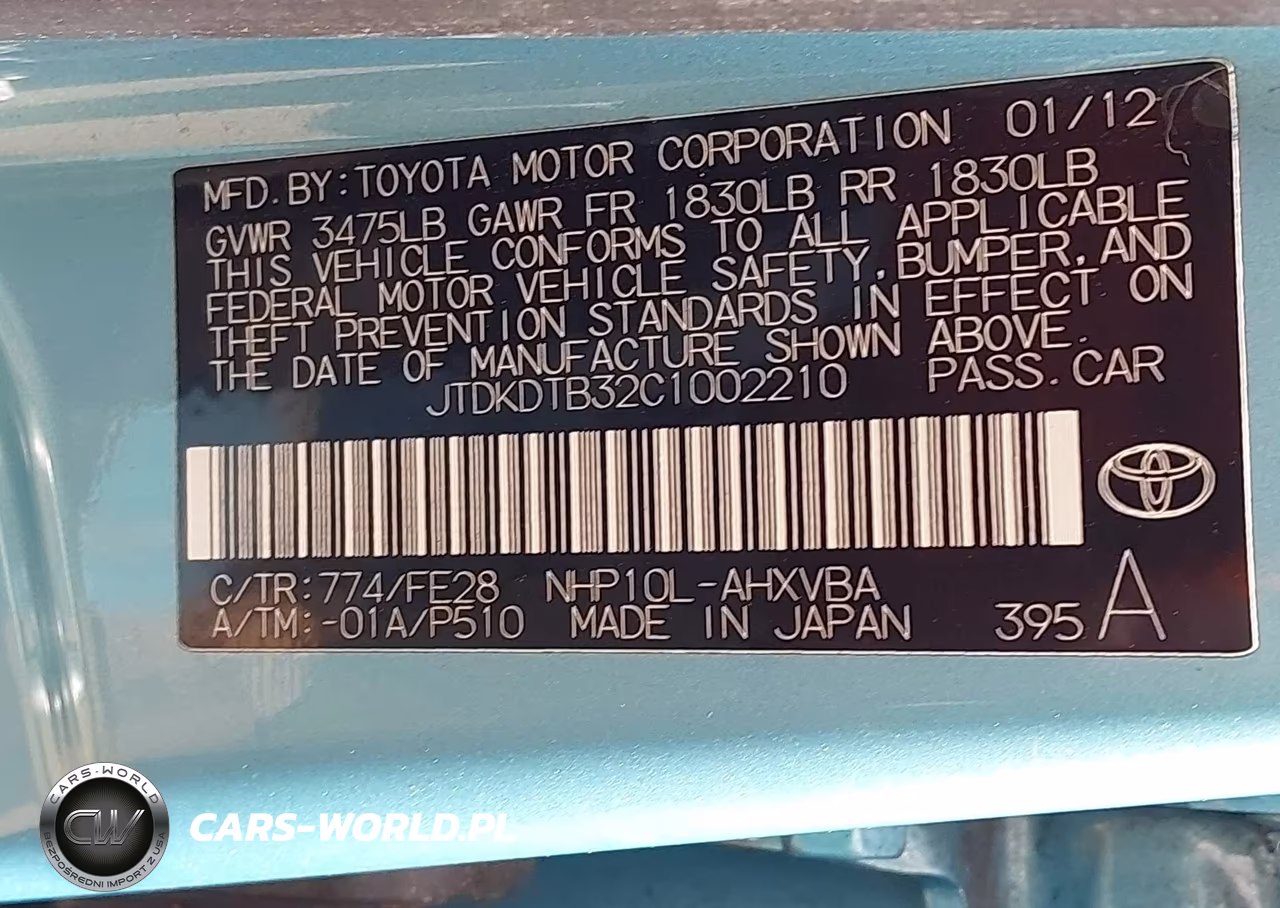 2012 Toyota Prius C One VIN:JTDKDTB32C1002210 - 9