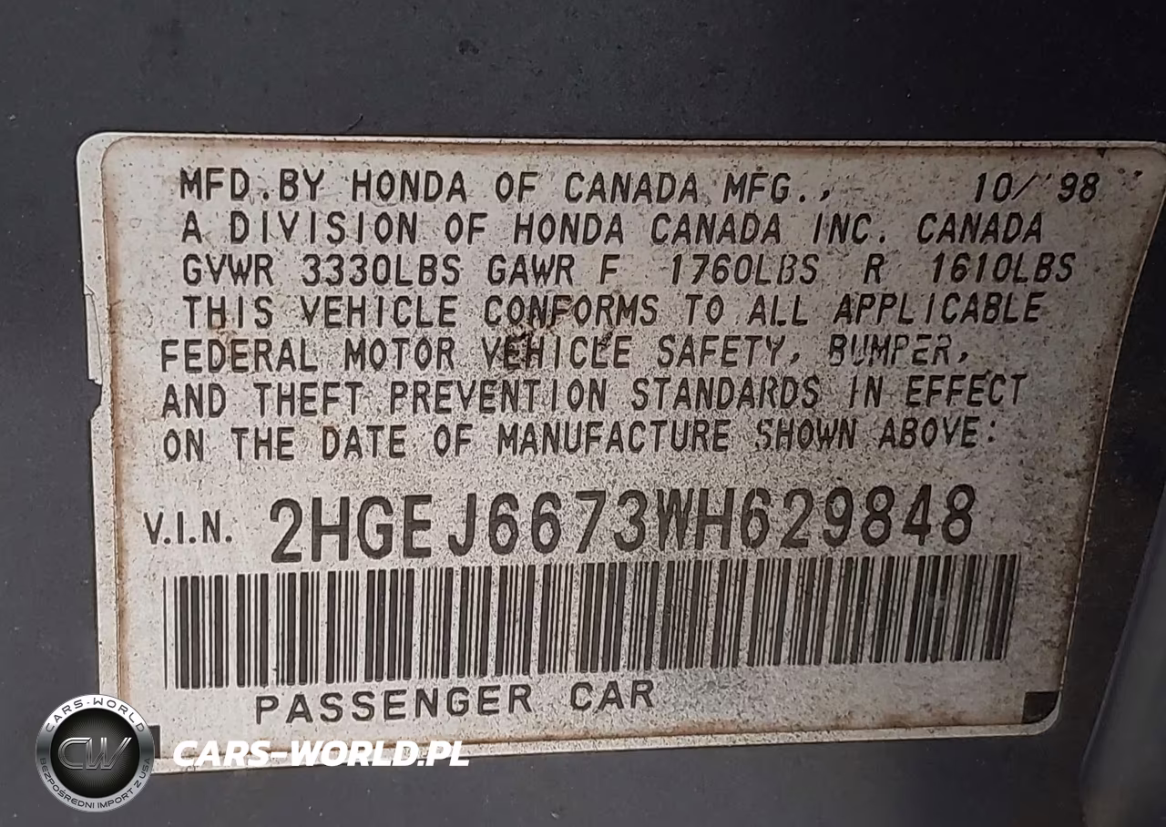 1998 Honda Civic Lx VIN:2HGEJ6673WH629848 - 9