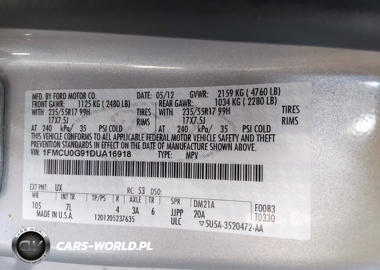 2013 Ford Escape Se VIN:1FMCU0G91DUA16918 - 9