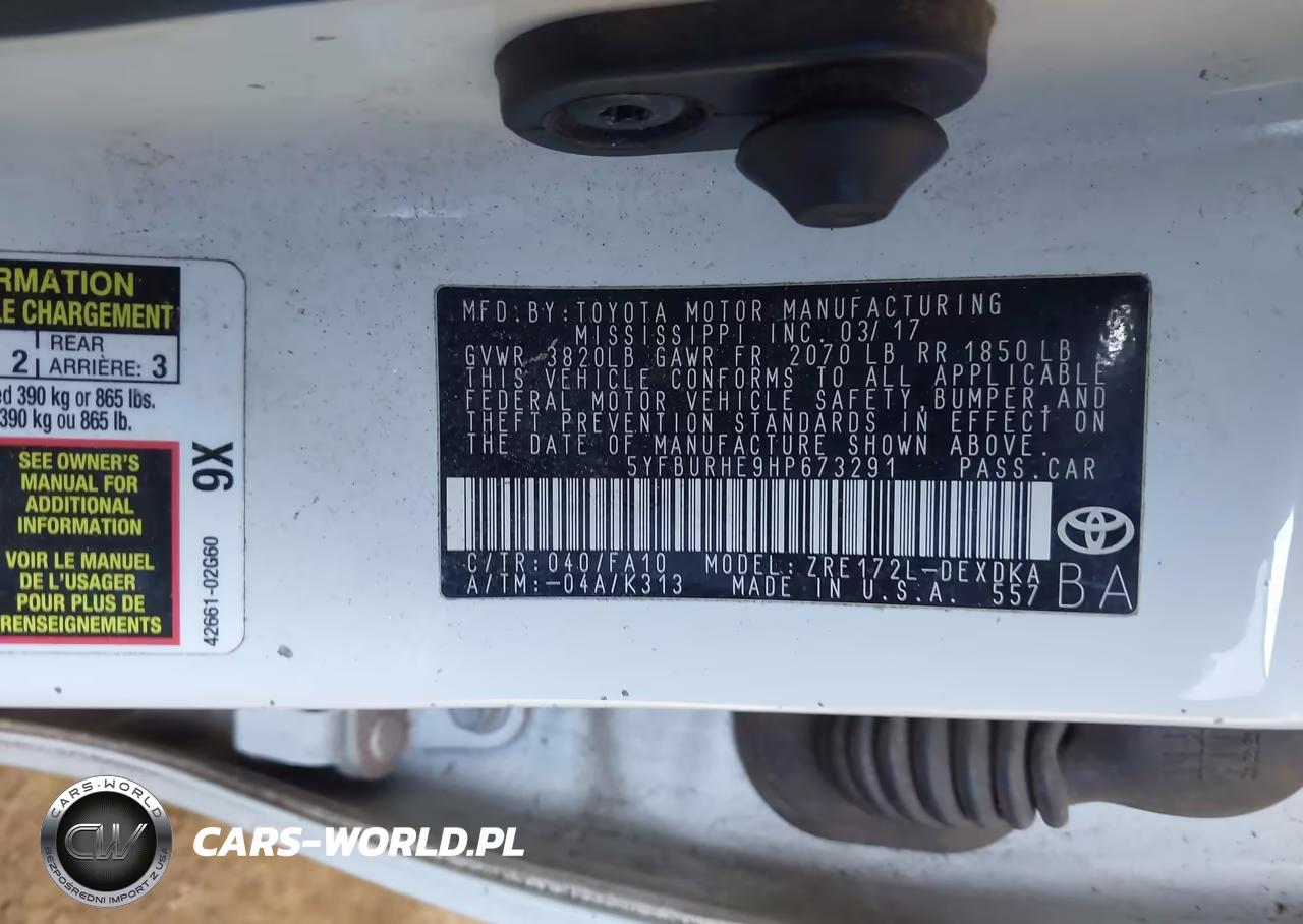 2017 Toyota Corolla L VIN:5YFBURHE9HP673291 - 9