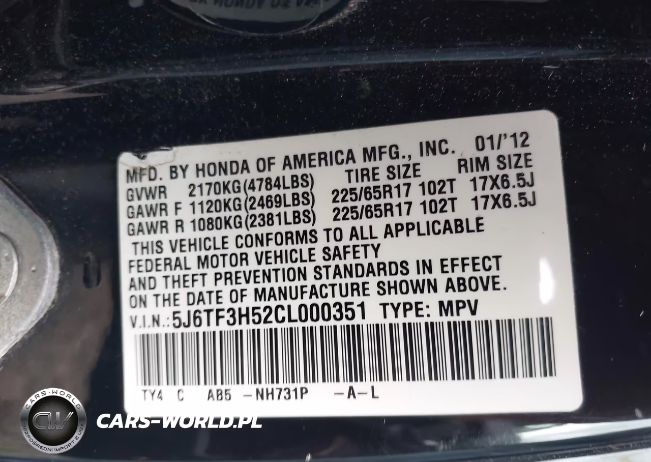2012 Honda Crosstour 2.4 Ex-L VIN:5J6TF3H52CL000351 - 9