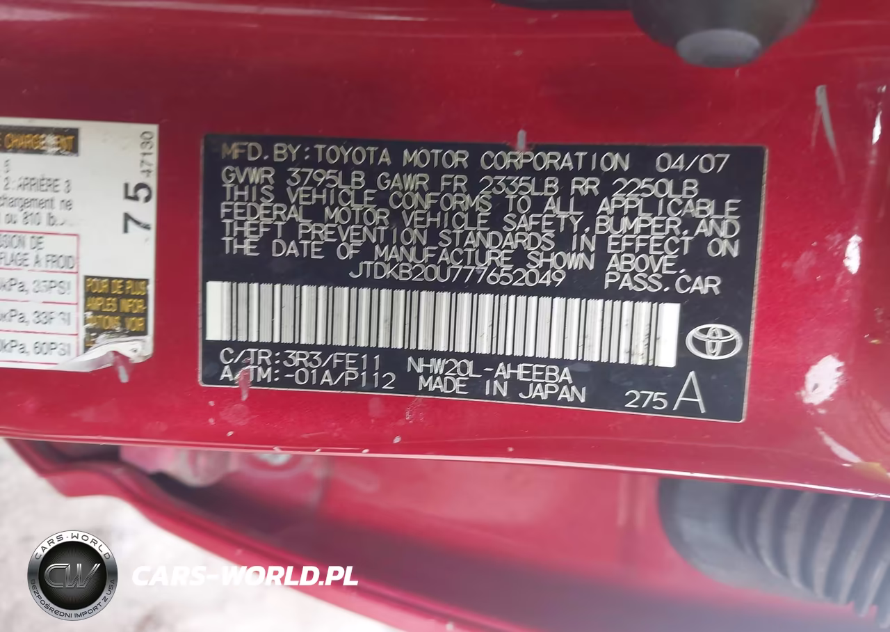 2007 Toyota Prius VIN:JTDKB20U777652049 - 9