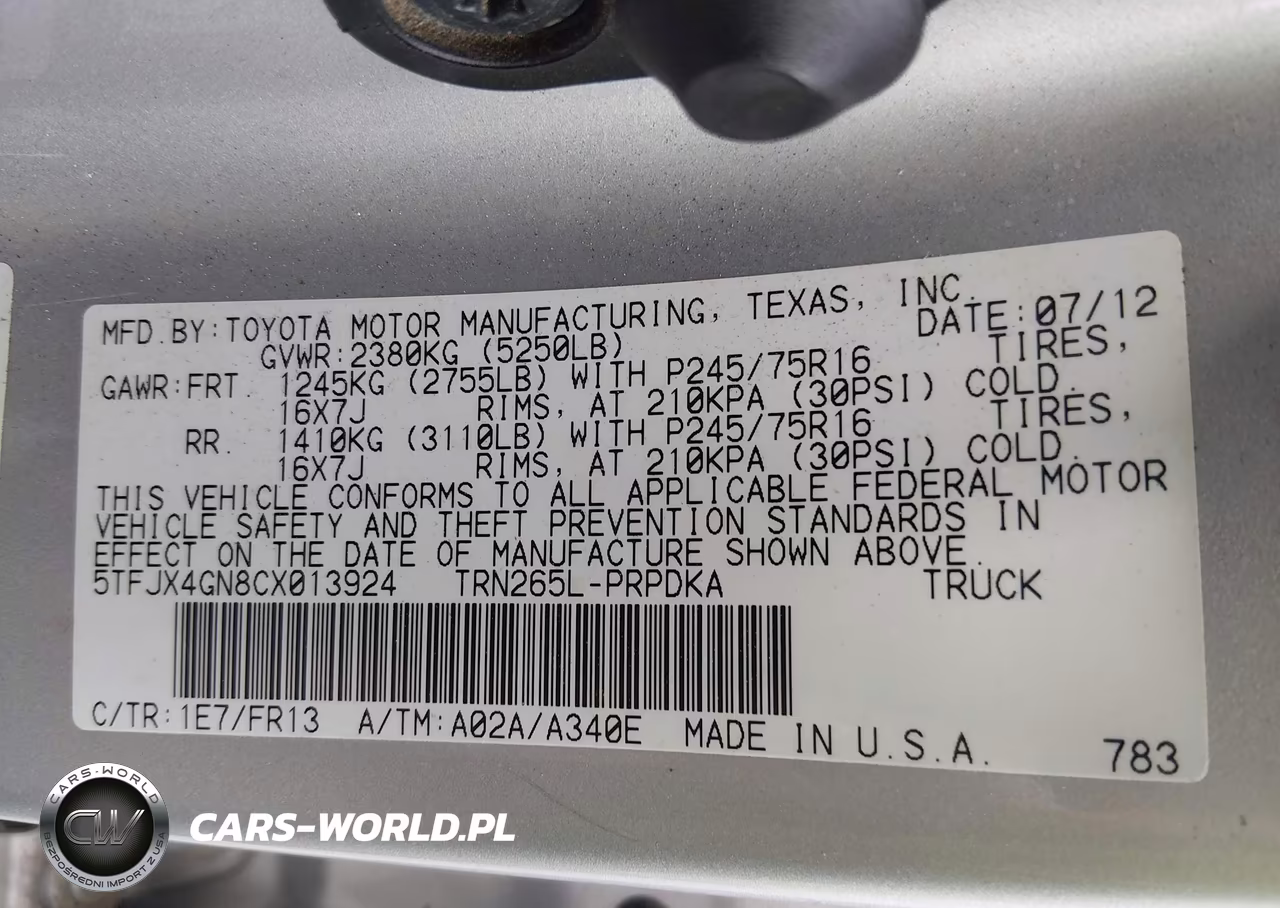 2012 Toyota Tacoma Prerunner VIN:5TFJX4GN8CX013924 - 9