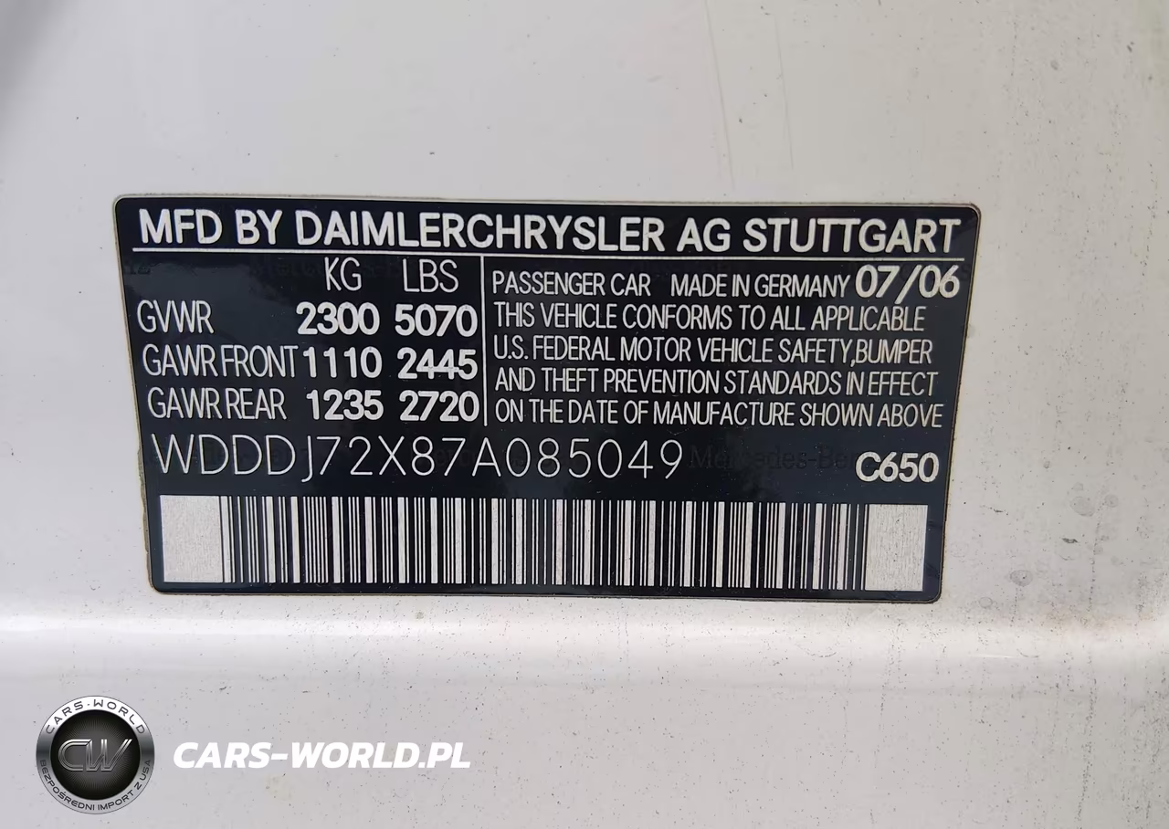 2007 Mercedes-Benz Cls 550 VIN:WDDDJ72X87A085049 - 9