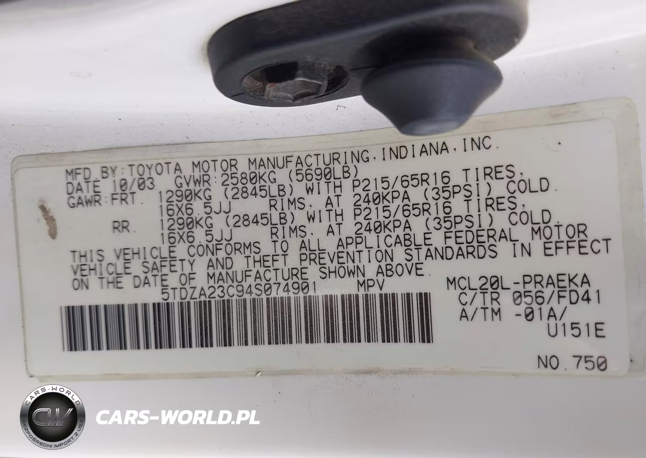 2004 Toyota Sienna Ce VIN:5TDZA23C94S074901 - 9