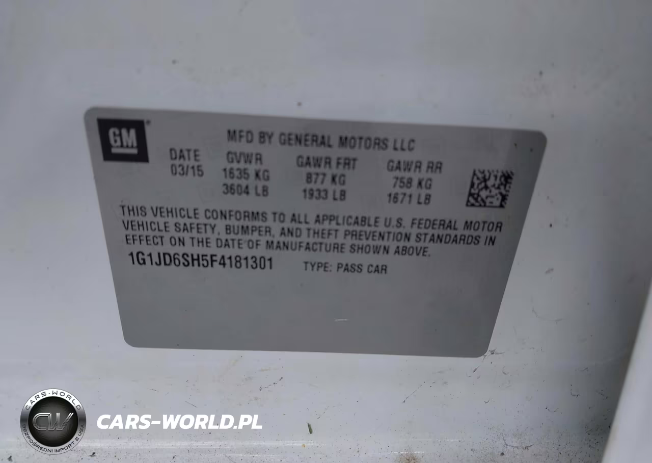 2015 Chevrolet Sonic Lt Manual VIN:1G1JD6SH5F4181301 - 9
