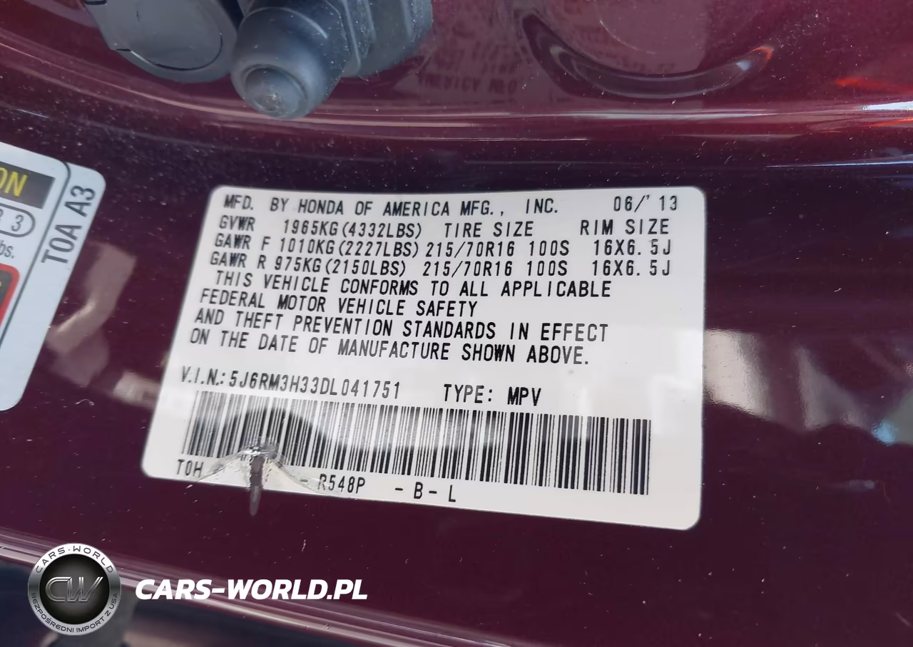 2013 Honda Cr-V Lx VIN:5J6RM3H33DL041751 - 9