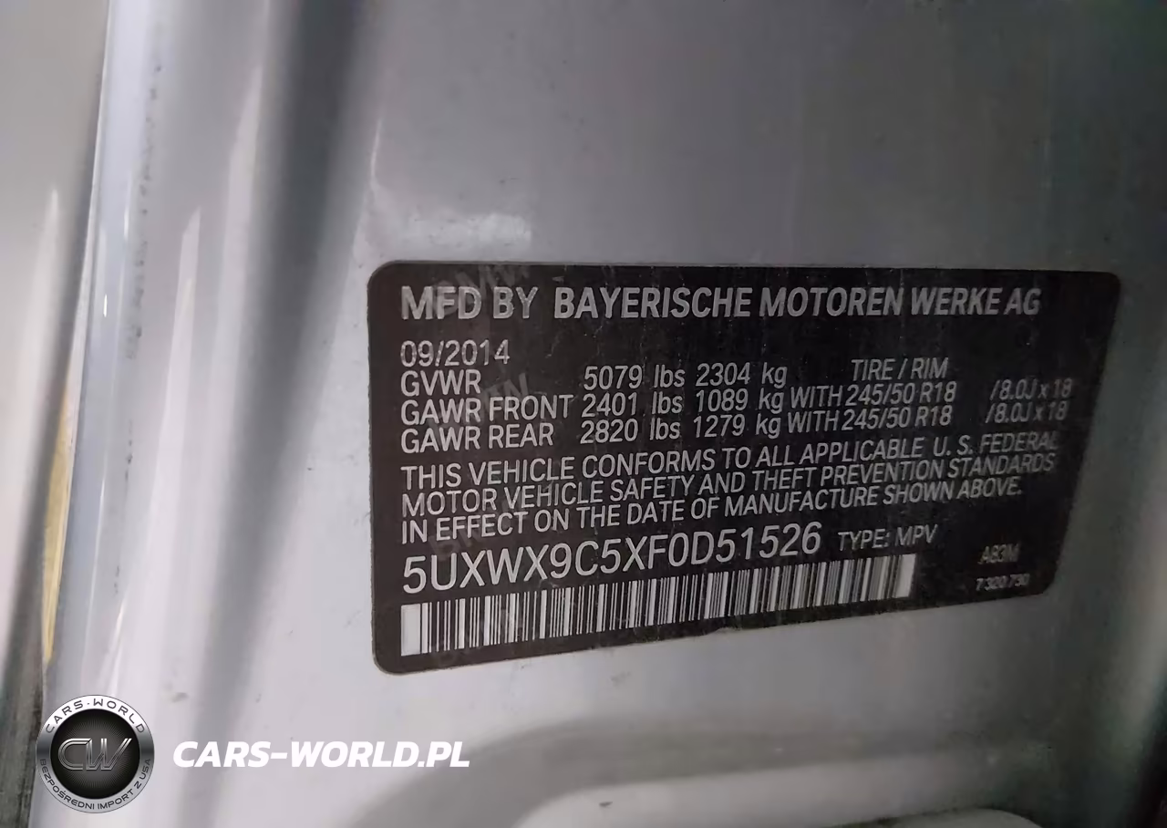 2015 BMW X3 xDrive28I VIN:5UXWX9C5XF0D51526 - 9