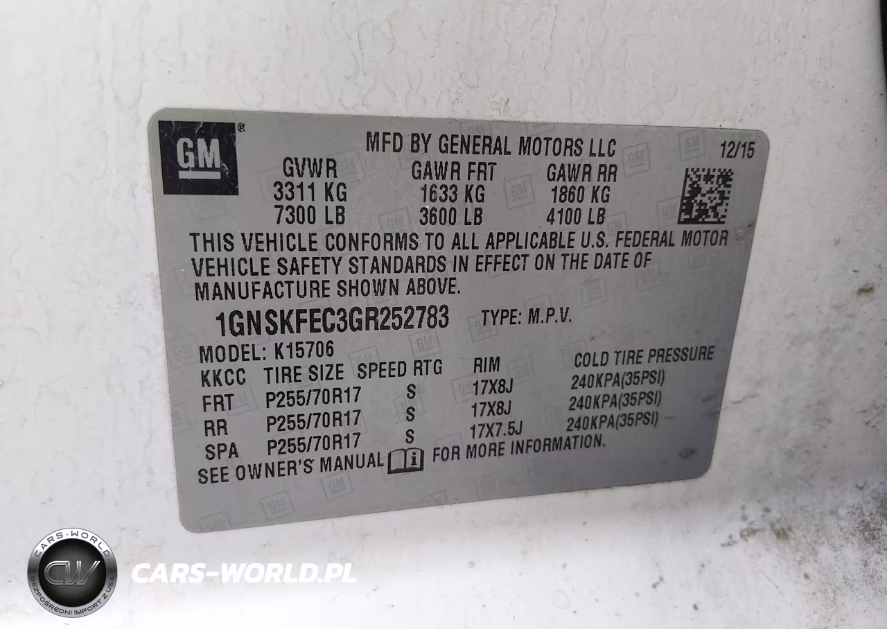 2016 Chevrolet Tahoe Commercial VIN:1GNSKFEC3GR252783 - 9
