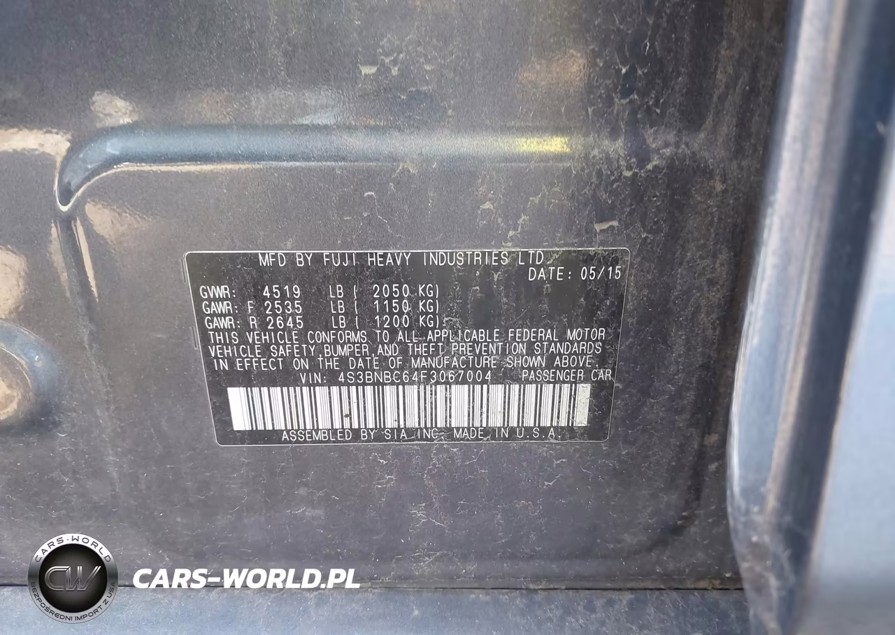 2015 Subaru Legacy 2.5I Premium VIN:4S3BNBC64F3067004 - 9
