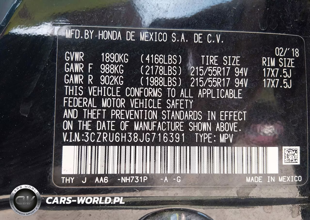 2018 Honda Hr-V Lx VIN:3CZRU6H38JG716391 - 9