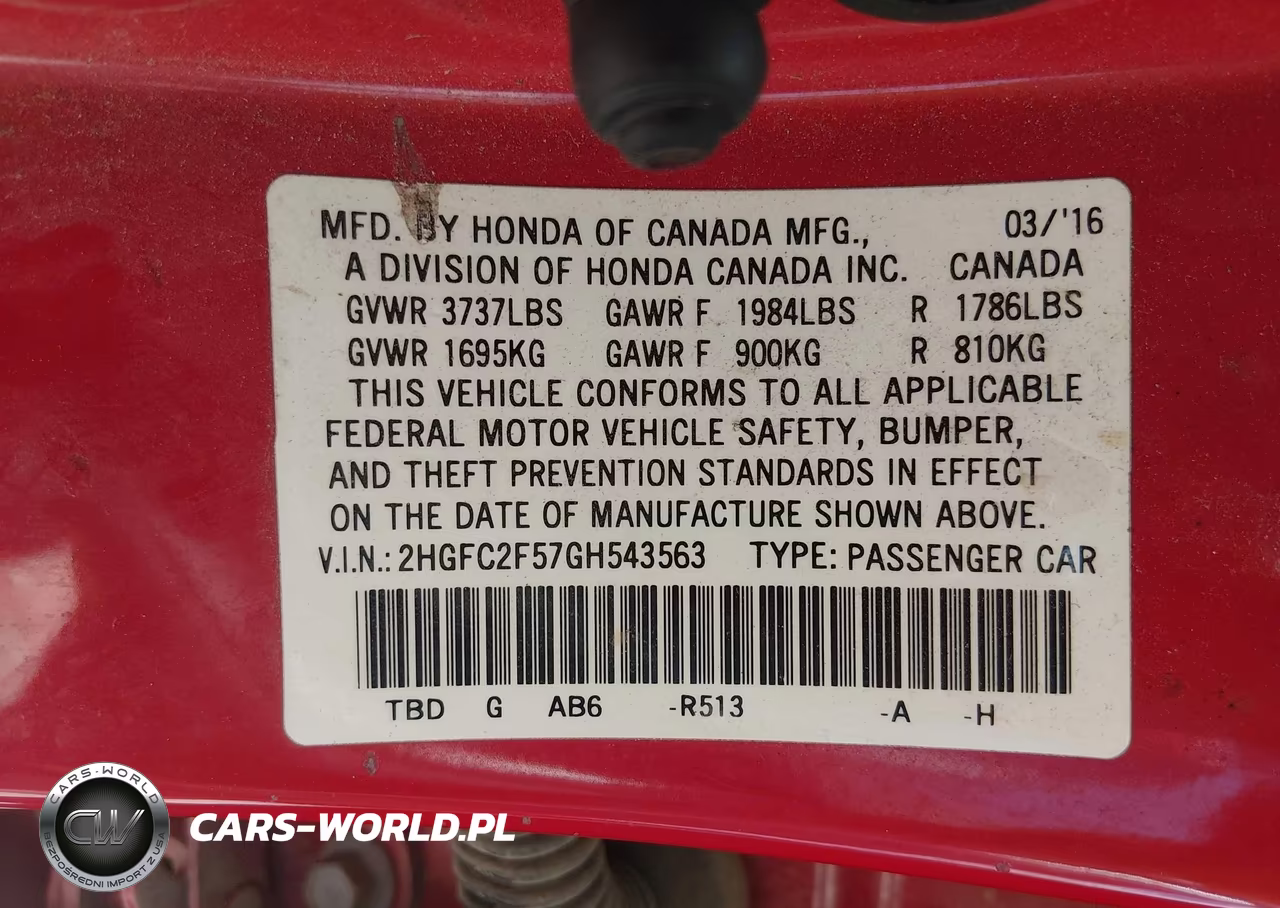 2016 Honda Civic Lx VIN:2HGFC2F57GH543563 - 9