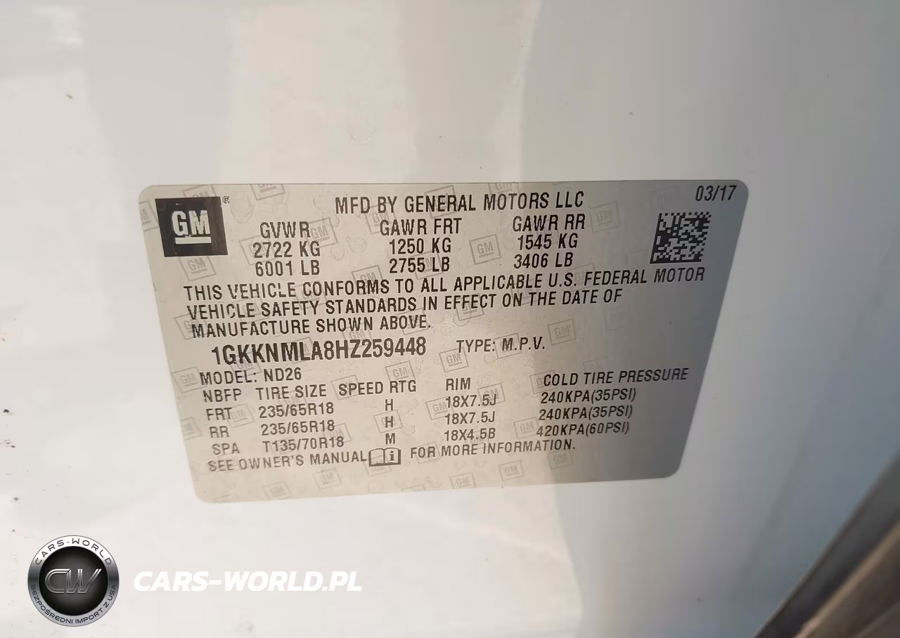 2017 GMC Acadia Slt-1 VIN:1GKKNMLA8HZ259448 - 9