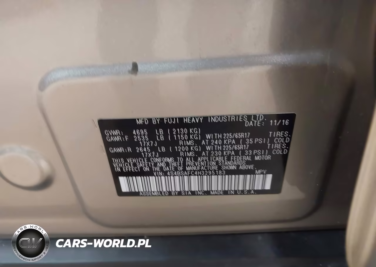 2017 Subaru Outback 2.5I Premium VIN:4S4BSAFC4H3295183 - 9
