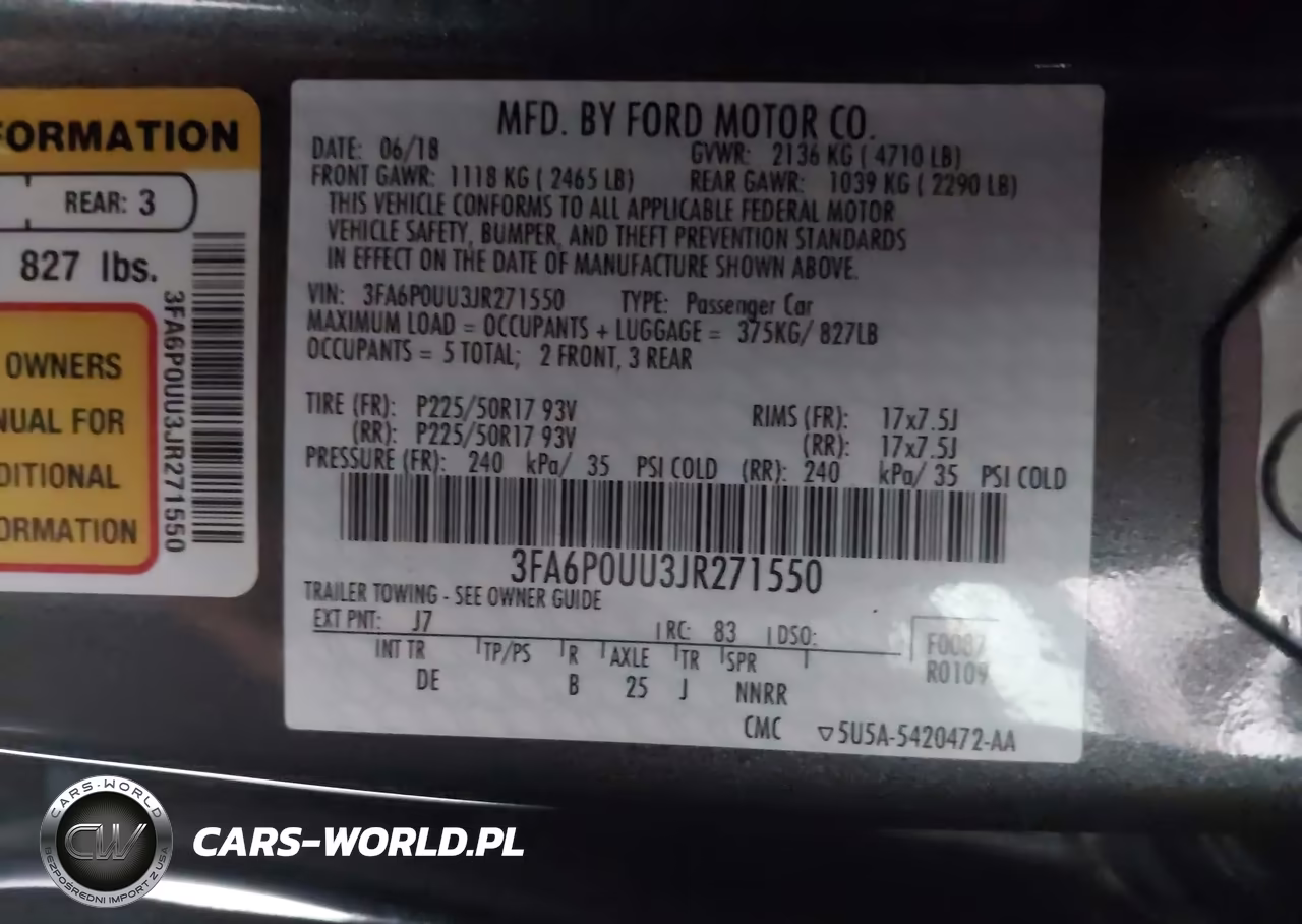 2018 Ford Fusion Hybrid S VIN:3FA6P0UU3JR271550 - 9