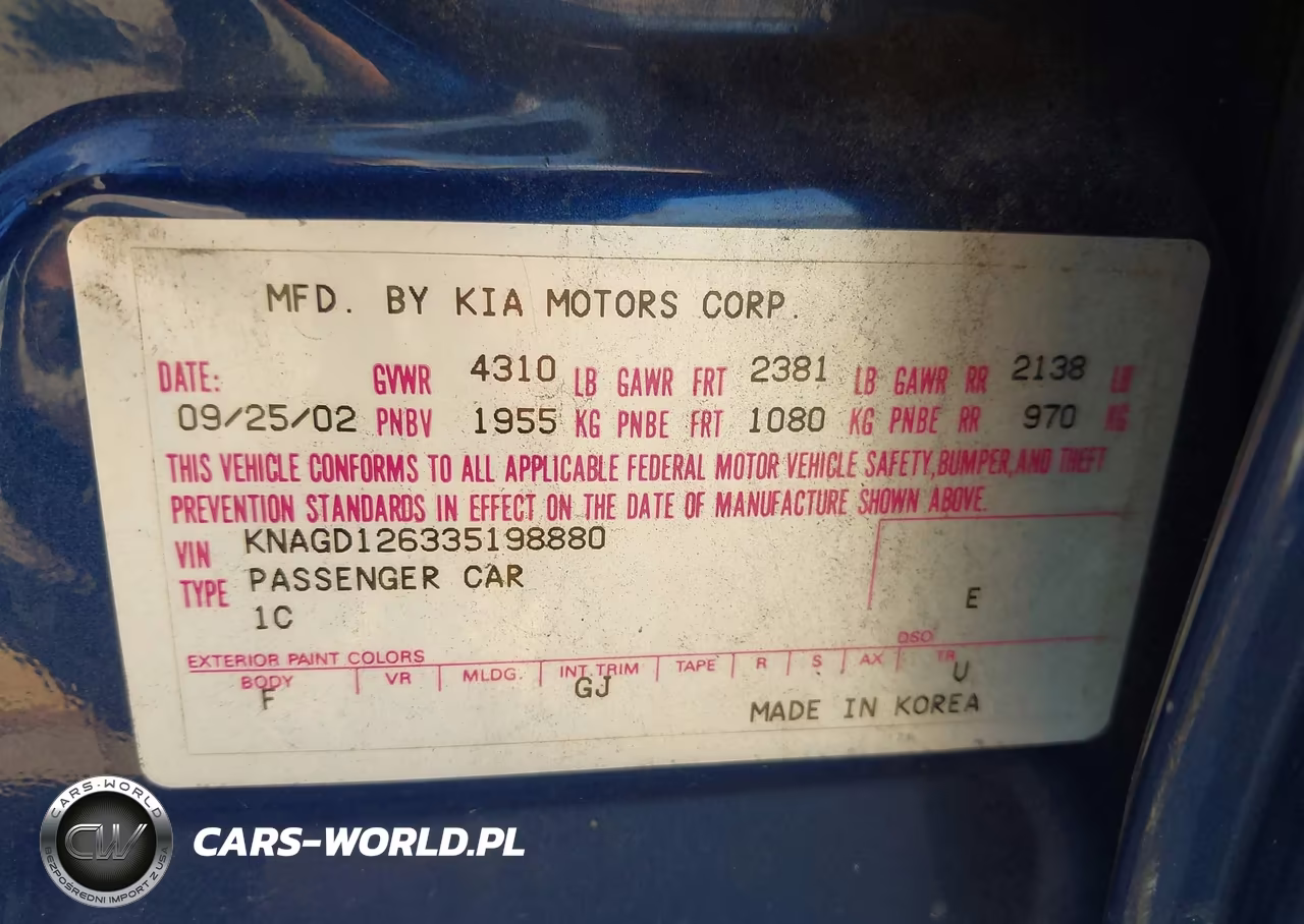2003 Kia Optima Lx-Se VIN:KNAGD126335198880 - 9