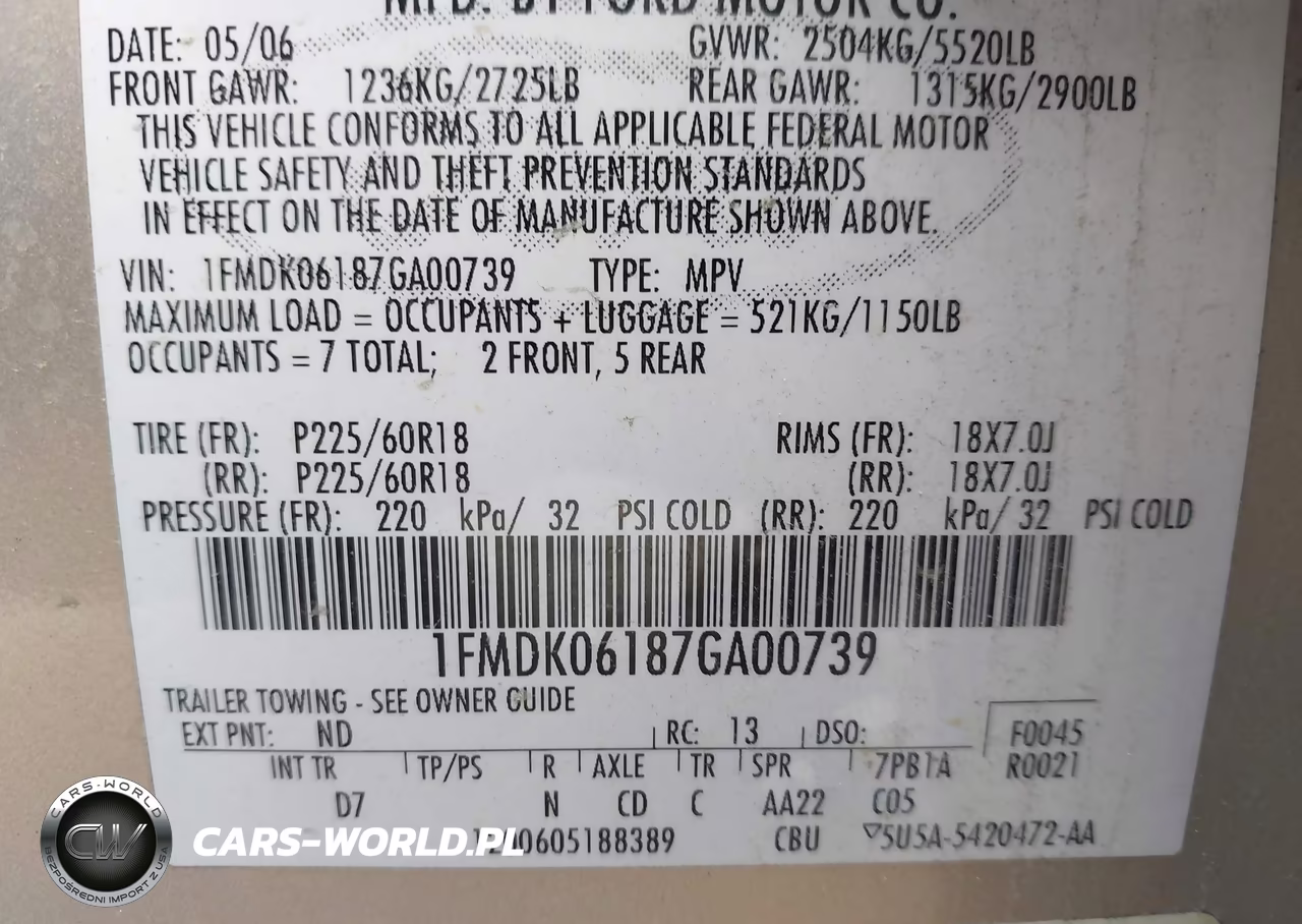 2007 Ford Freestyle Limited VIN:1FMDK06187GA00739 - 9