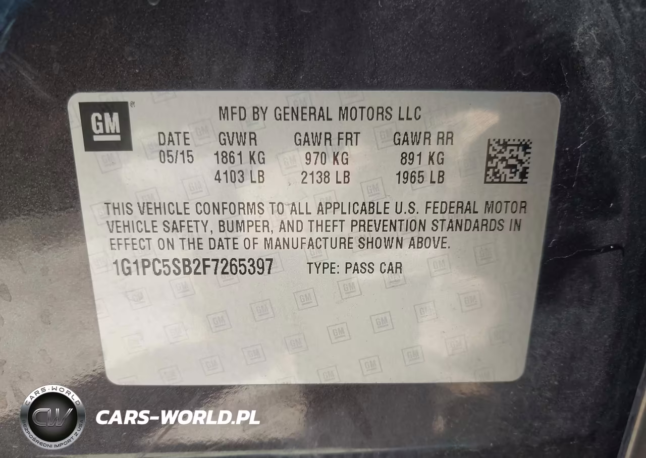 2015 CHEVROLET CRUZE LT VIN:1G1PC5SB2F7265397 - 9