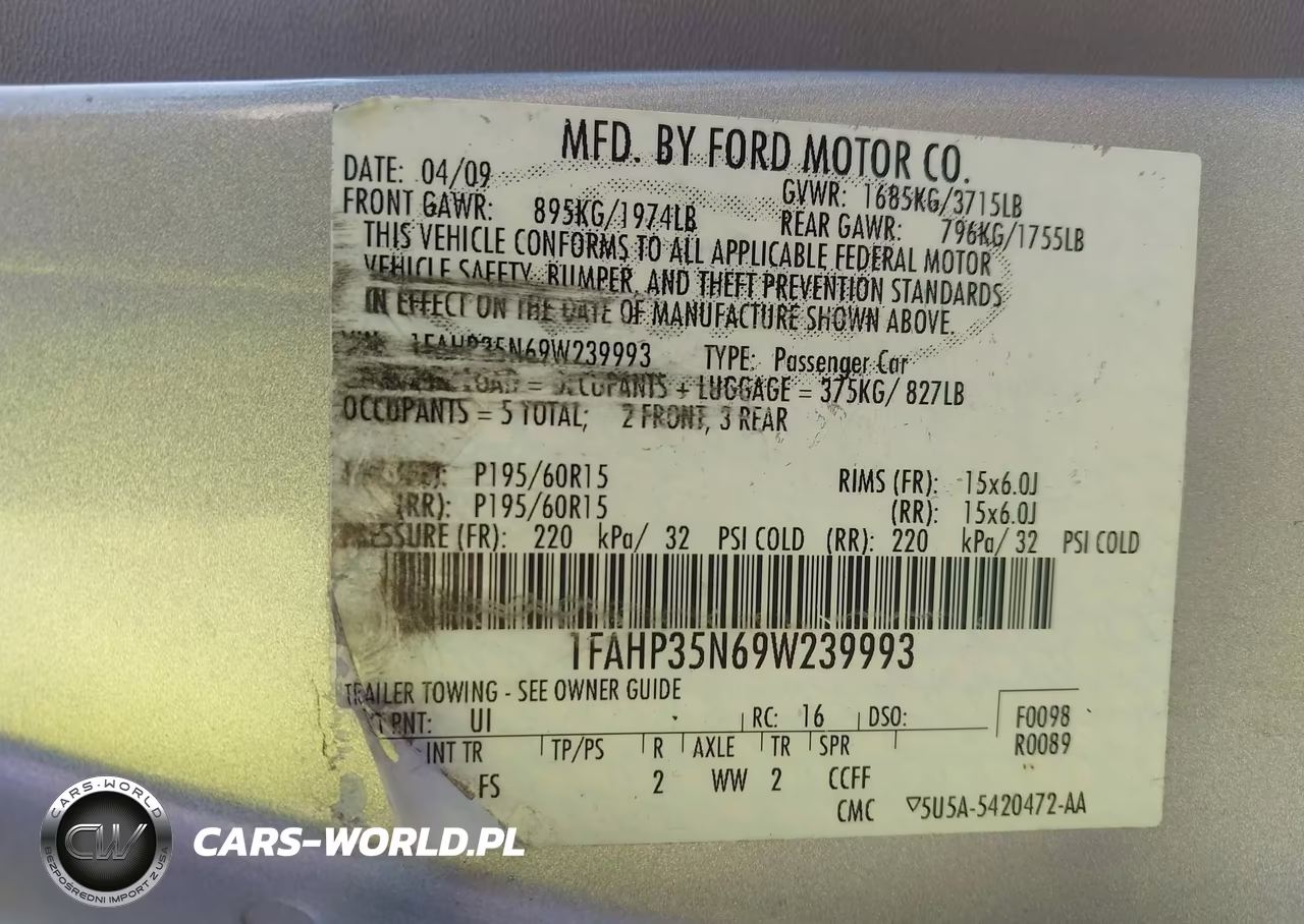 2009 Ford Focus Se VIN:1FAHP35N69W239993 - 9