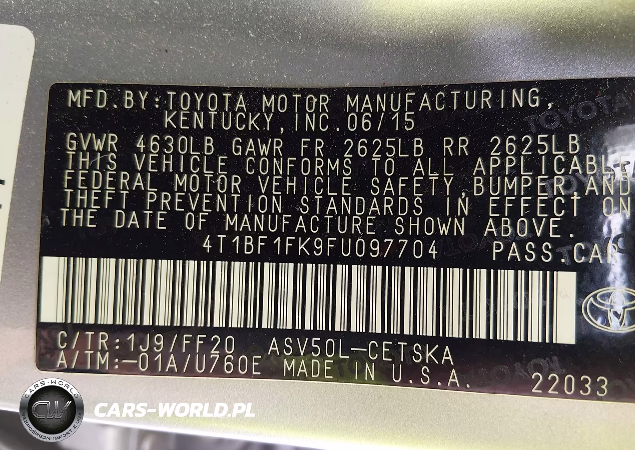 2015 Toyota Camry Se VIN:4T1BF1FK9FU097704 - 9