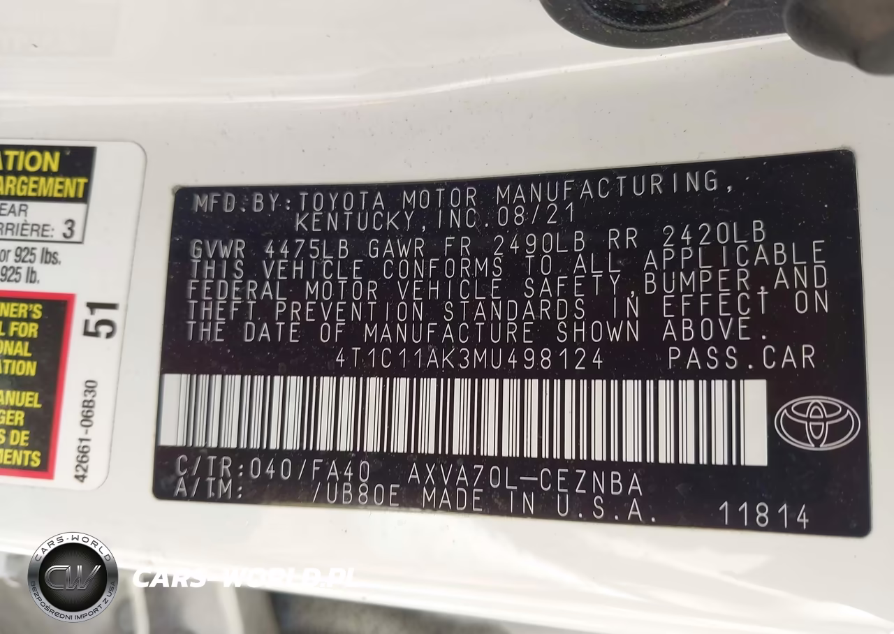 2021 Toyota Camry Le VIN:4T1C11AK3MU498124 - 9