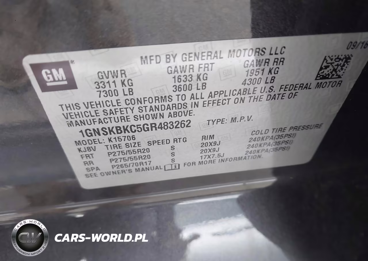2016 Chevrolet Tahoe Lt VIN:1GNSKBKC5GR483262 - 9