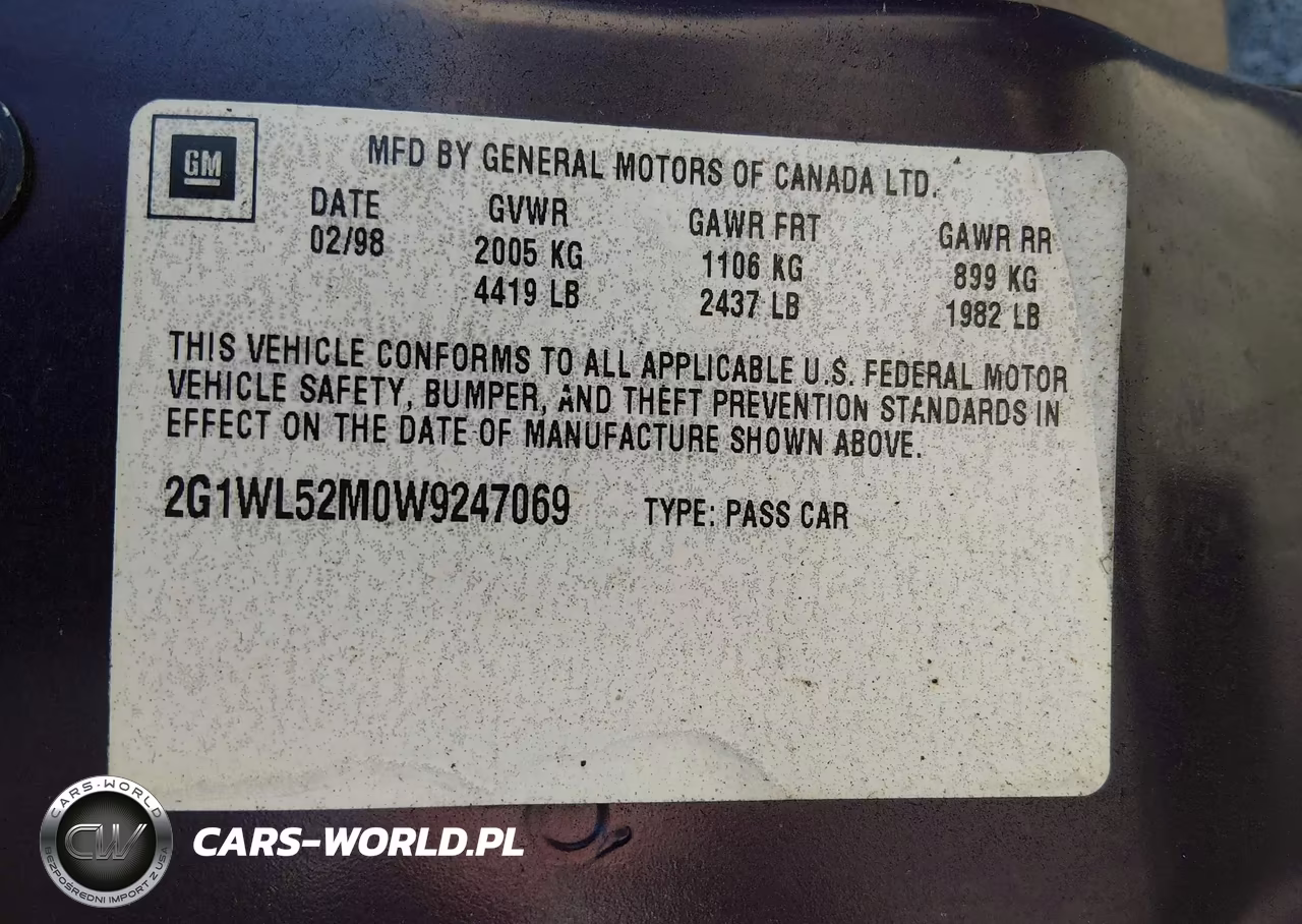 1998 Chevrolet Lumina VIN:2G1WL52M0W9247069 - 9