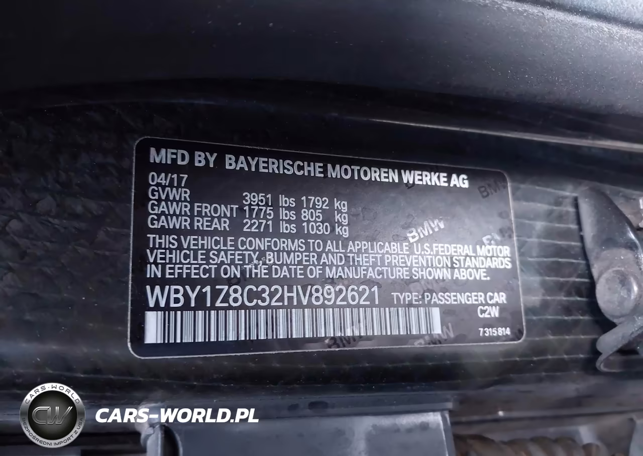 2017 BMW I3 94 Ah W-Range Extender VIN:WBY1Z8C32HV892621 - 9