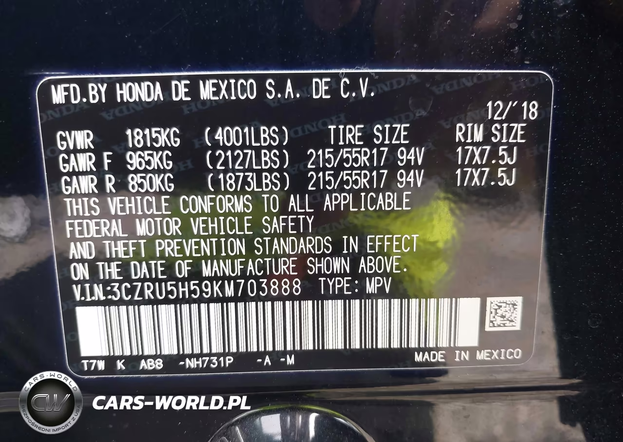 2019 Honda Hr-V Ex VIN:3CZRU5H59KM703888 - 9