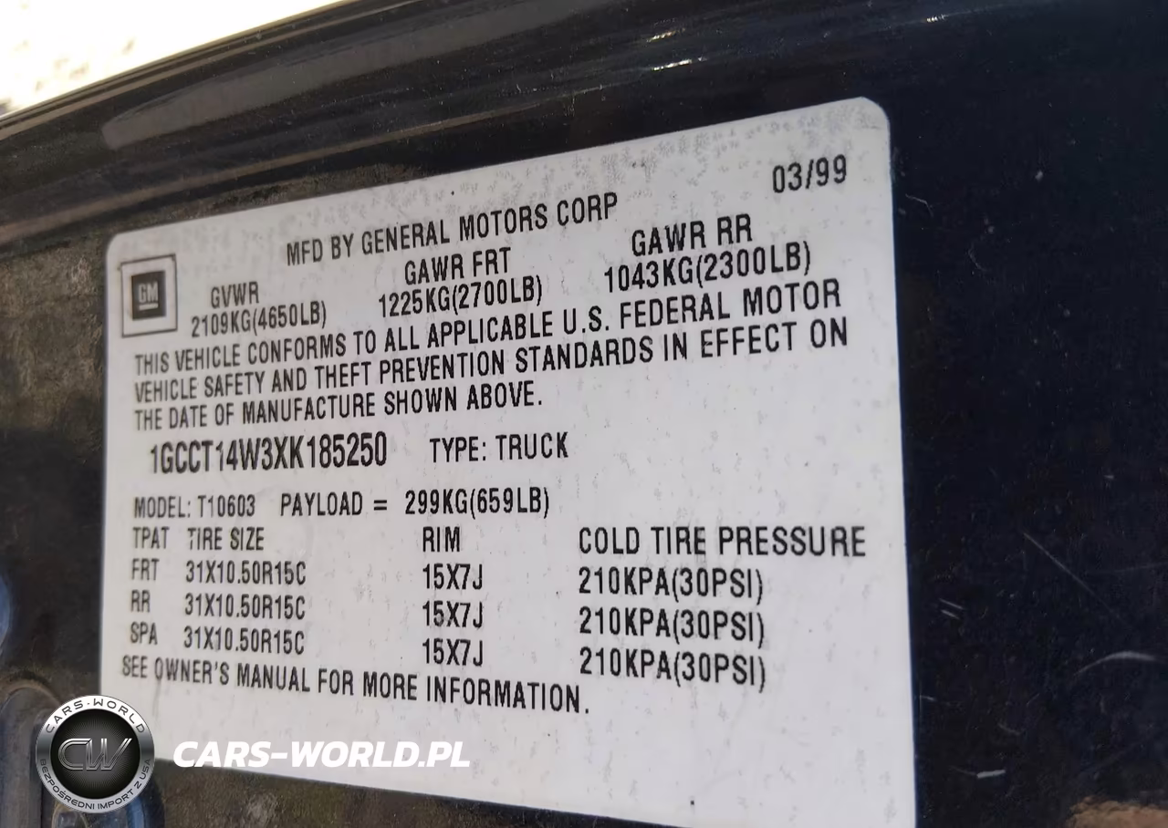 1999 Chevrolet S-10 Ls VIN:1GCCT14W3XK185250 - 9