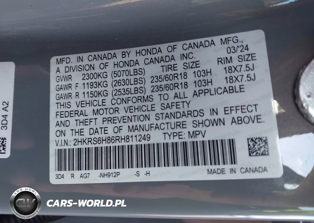 2024 Honda Cr-V Hybrid Sport-L VIN:2HKRS6H86RH811249 - 9