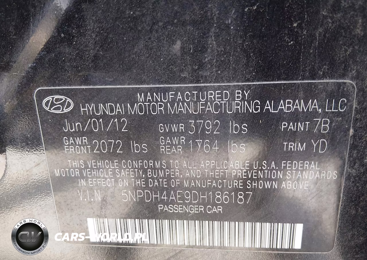 2013 Hyundai Elantra Gls VIN:5NPDH4AE9DH186187 - 9